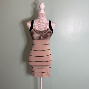 Beige and black backless bandage dress